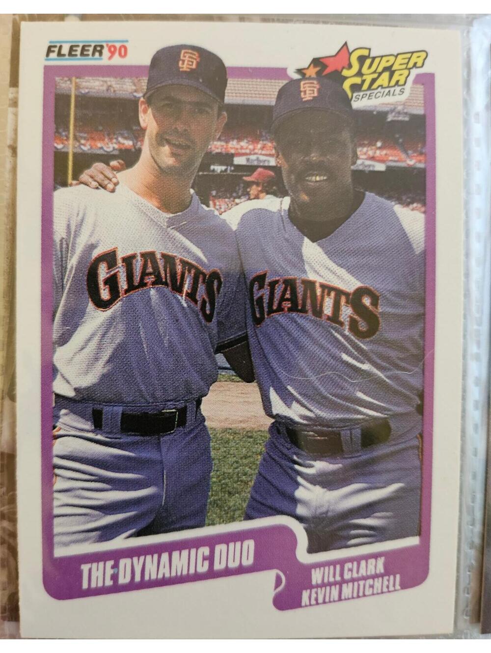 1990 Will Clark Kevin Mitchell Fleer #637 Dynamic Duo MLB SF Giants Baseball